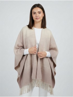 Gradient Patterned Cape W/ Fringe